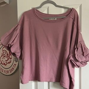 We The Free Mauve Blouse with Ruffled Sleeves